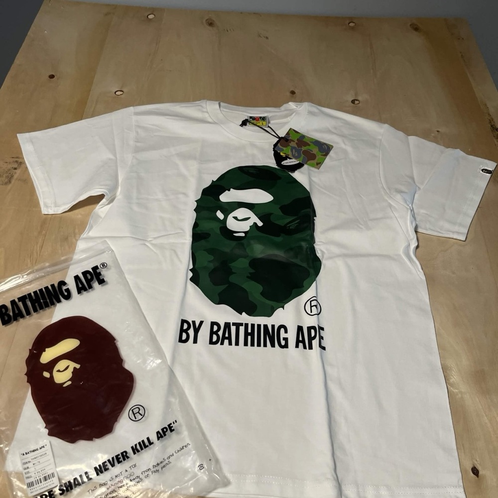 Large Green Camo Big Head bape tee